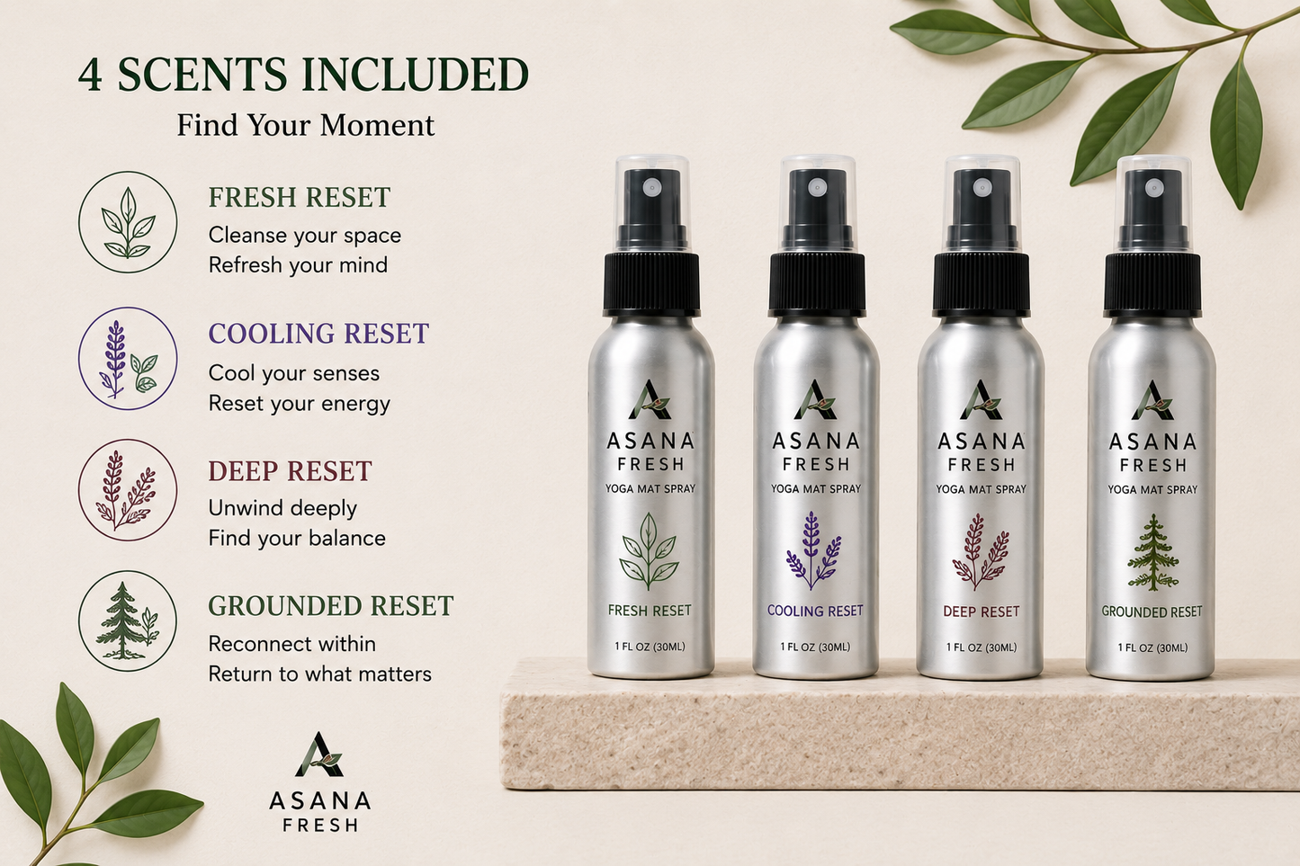 Asana Fresh Yoga Mat Spray Discovery Kit