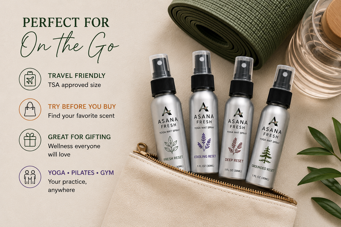Asana Fresh Yoga Mat Spray Discovery Kit