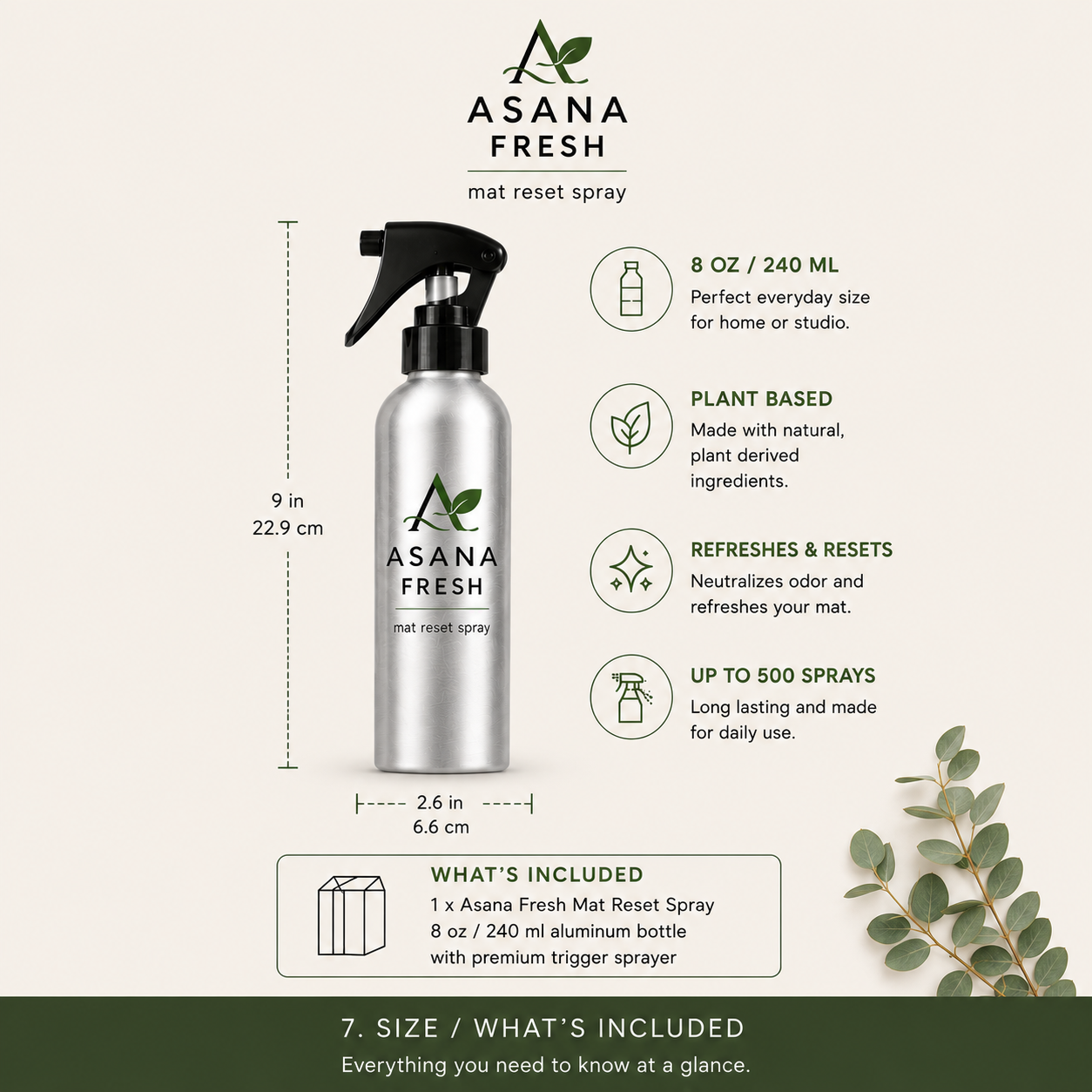 Asana Fresh 8oz Eucalyptus Mat Cleaner Spray