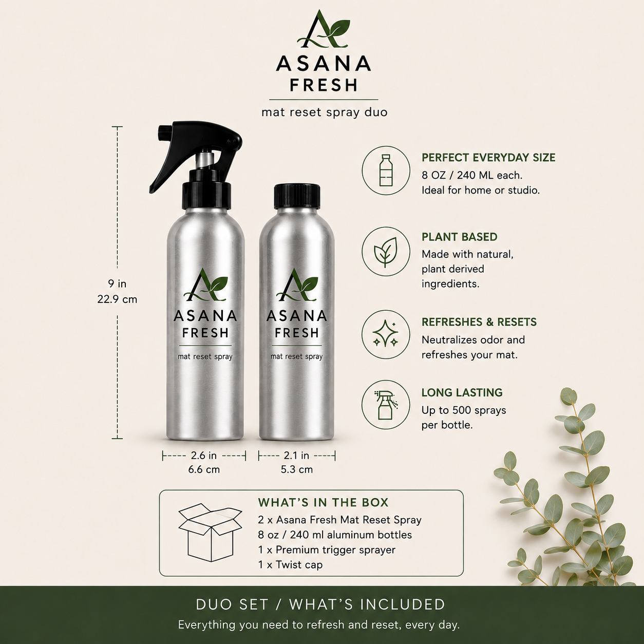 Asana Fresh 8oz Refresh Duo - Eucalyptus Scent
